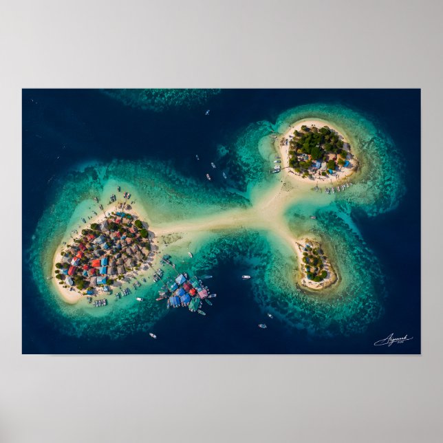 Fiskeby Sandbank Öar Satellitvy Poster (Framsidan)