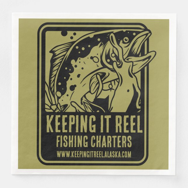 Fiskecharter och klubbtillbehör pappersservett (Framsida)