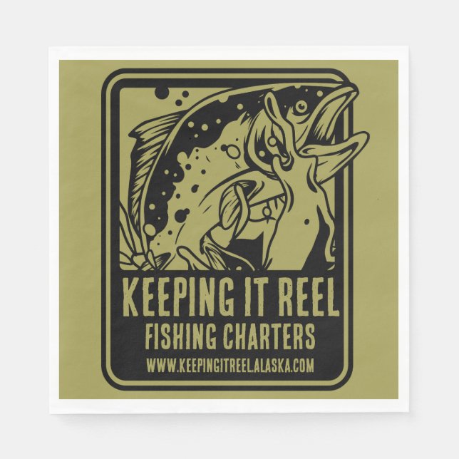 Fiskecharter och klubbtillbehör pappersservett (Framsidan)