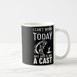 Fiskedesign Jag Kan Inte Arbeta Idag Min Arm Är I Kaffemugg