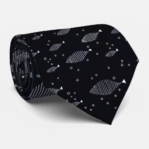 Fiskedesign svart och vitt slips