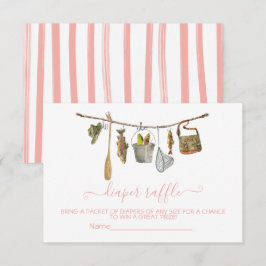 Fiskedräktighet Diaper Raffle Girl Card Inbjudningar