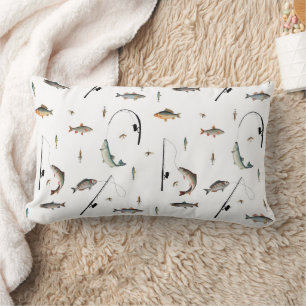 Fiskefält och fiskält, tema Mönster Lumbarkudde