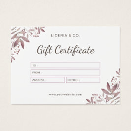 Fiskefärgsintyg för honinin Elegant Gift-certifika Visitkort