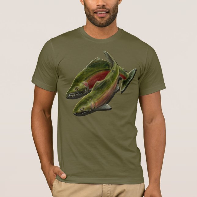Fiskefartyg Coho Salmon Manar-tröjor T Shirt (Framsida)