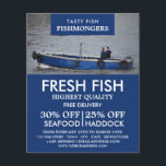 Fiskefartyg, fiskare/maka, fiskmarknad flygblad<br><div class="desc">Fiskefartyg,  fiskare/hustru,  reklamflygare på fiskmarknaden från Affärskortet Store.</div>
