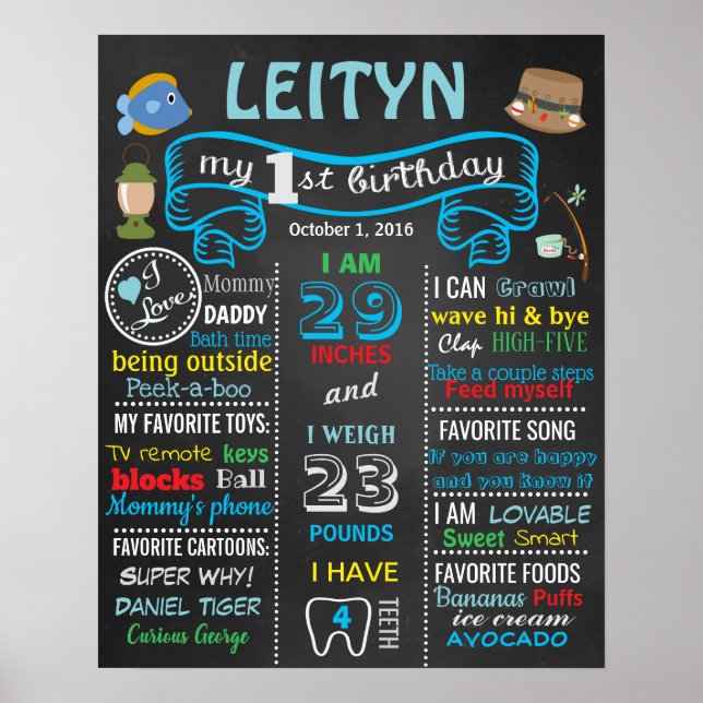 Fiskefartyg Första födelsedag Poster (Framsidan)