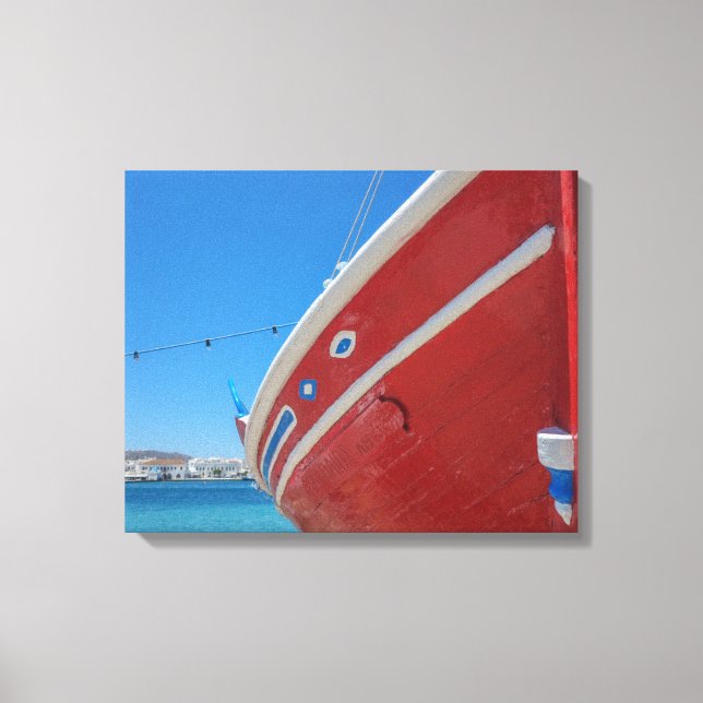 Fiskefartyg i hamnen i Mykonos i Kykladerna Canvastryck (Framsida)