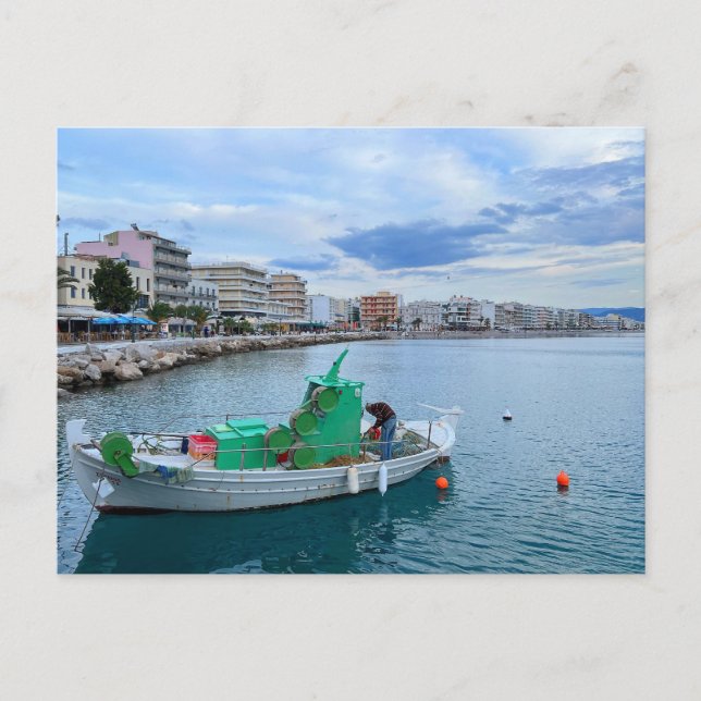 Fiskefartyg i hamnkorint Grekland Vykort (Framsida)