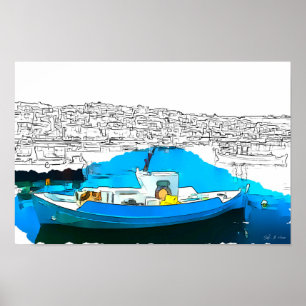 Fiskefartyg i Koroni Harbour A1 - Poster