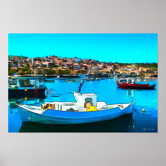 Fiskefartyg i Koroni Harbour A2 - Poster (Framsidan)