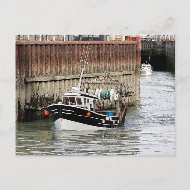 Fiskefartyg i Le Tréport i Frankrike Helg Vykort (Framsida)