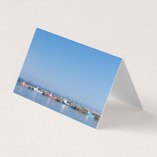 Fiskefartyg i lyxfiskebåtar uppfällda affärskort visitkort (Framsida)