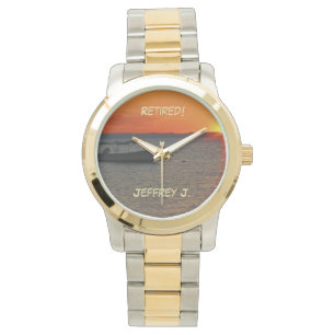 Fiskefartyg i pension Guld-Silver Tone Wrist Armbandsur