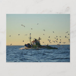 Fiskefartyg och matstrupe. vykort