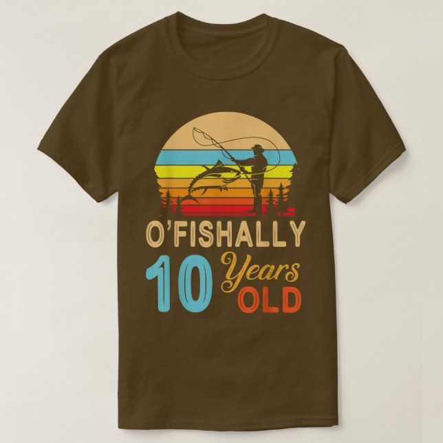 Fiskefartyg O'Fishally 10 Years Old Lycklig Birth T Shirt (Design framsida)