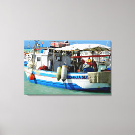 Fiskefartyg på Toscana kusten, målning. Canvastryck