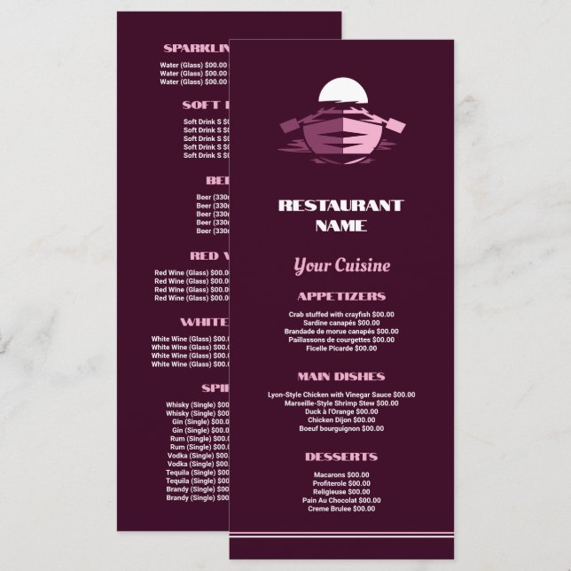 Fiskefartyg, Restaurant Slimline Meny (Fram/baksida)