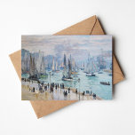 Fiskefartyg som Lämnar hamnen | Claude Monet Kort<br><div class="desc">Fiskebåtar Lämnande hamnen i Le Havre (1874) | Claude Monets fiskebåtar Lämnande hamnen Le Havre (1874) är ett mästerverk som fångar fiskebåtar som avgår från Le Havres hamn. Målningen visar Monets karakteristiska lösa borsverk, pulserande palett från färg och atmosfäriska effekter, vilket understryker den dynamiska interaktionen mellan ljus, vatten och himmel....</div>