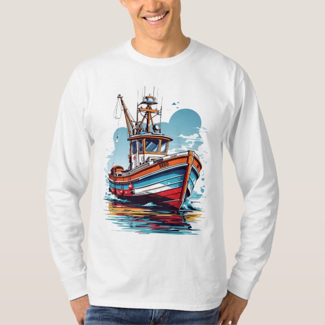 Fiskefartyg som seglar t shirt (Framsida)
