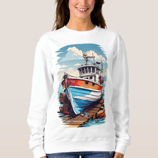 Fiskefartyg som seglar t shirt (Framsida)