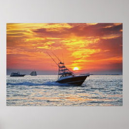 Fiskefartyg, vid Nyckel Väster, Florida, Sunset Poster