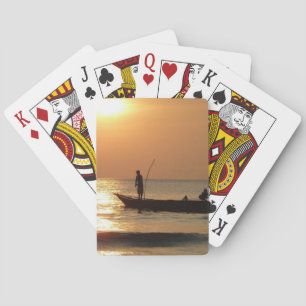 Fiskefartyg vid solnedgång casinokort
