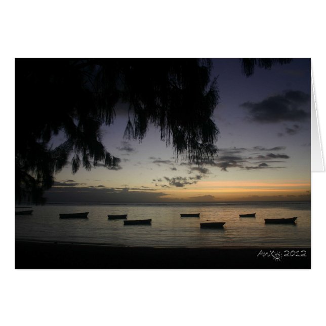 Fiskefartyg vid solnedgång hälsningskort (Framsidan Horizontal)