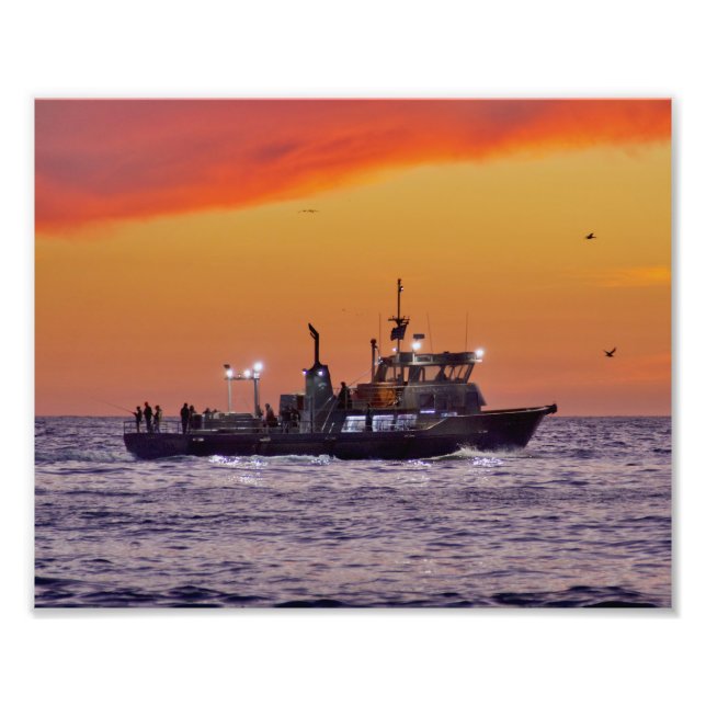 Fiskefartyg vid solnedgång - Marina del Rey, CA Fototryck (Framsidan)