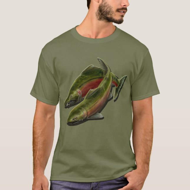 Fiskefartyg XXL Coho Salmon Manar-tröjor Tee Shirt (Framsida)