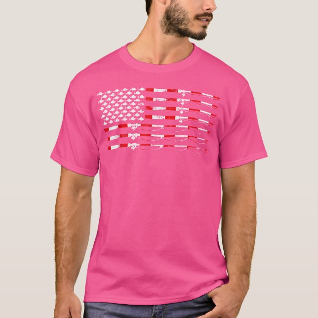 Fiskeflytt Rod American Flagga för fiskare T Shirt (Framsida)