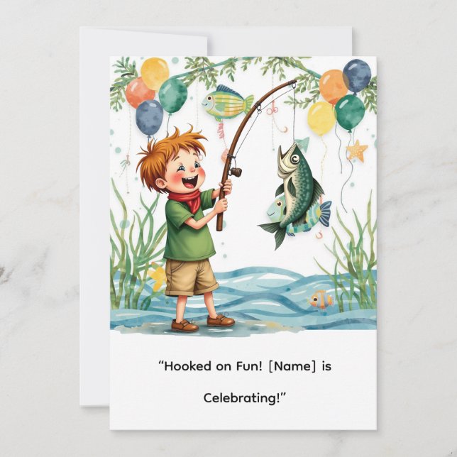 Fiskefödelsedag för Lilla Anglers Party Inbjudningar (Framsida)