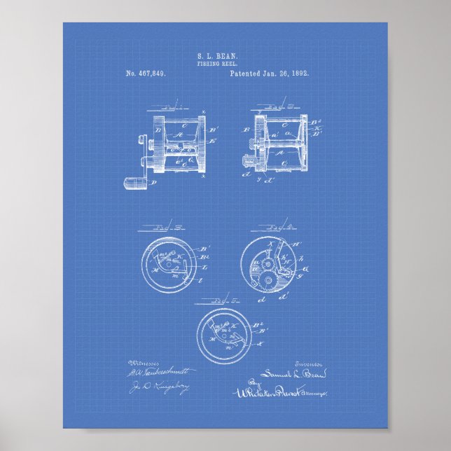 Fiskeföreskrift 1892 Patent Art Blueprint Poster (Framsidan)