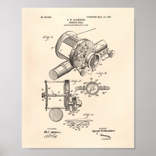 Fiskeförordning 1907 Patent Art Old Peper Poster (Framsidan)