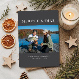 Fiskefoto av enkelt Elegant Grått God jul Julkort