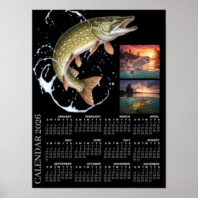 Fiskefotokalender 2026, Sportfiske, Karpfisk Poster (Framsidan)