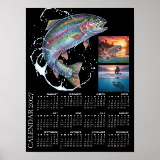 Fiskefotokalender 2027, flugfiske, öring poster