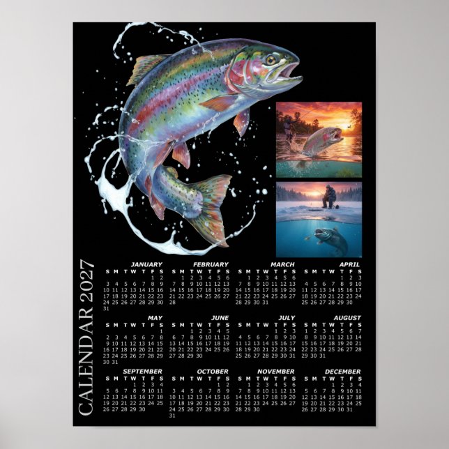 Fiskefotokalender 2027, flugfiske, öring poster (Framsidan)