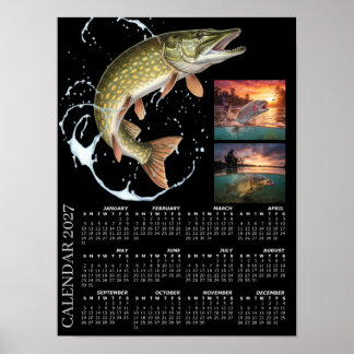 Fiskefotokalender 2027, Sportfiske, Karpfisk Poster