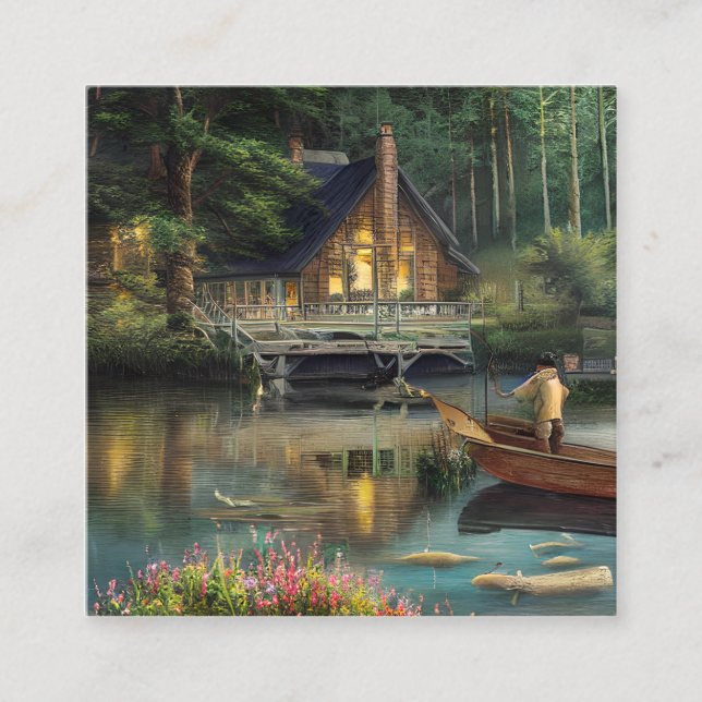 Fiskegrafik Fyrkantigt Visitkort (Framsida)