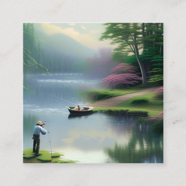 Fiskegrafik Fyrkantigt Visitkort (Framsida)