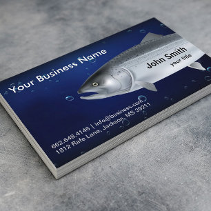Fiskeguide Salmon Fishes Navy Blue Visitkort