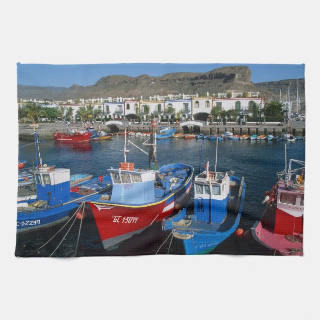 Fiskehamn, Puerto de Mogan, Gran Canaria. Kökshandduk (Horisontell)