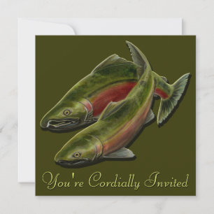 Fiskeinbjudan Personlig Salmon Art OSA Inbjudningar