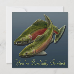 Fiskeinbjudan Personlig Salmon Art OSA Inbjudningar