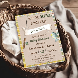 Fiskeinbjudan Pojke Bebis Bebis Shower Inbjudan