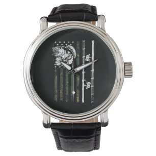 Fiskekamouflage USA flagga för Bass Fisherman Armbandsur