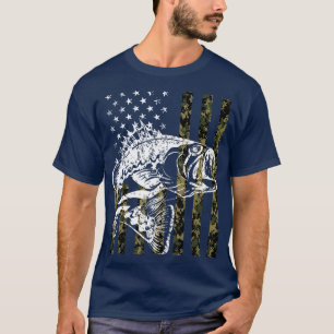 Fiskekamouflage USA flagga för Bass Fisherman Gif T Shirt