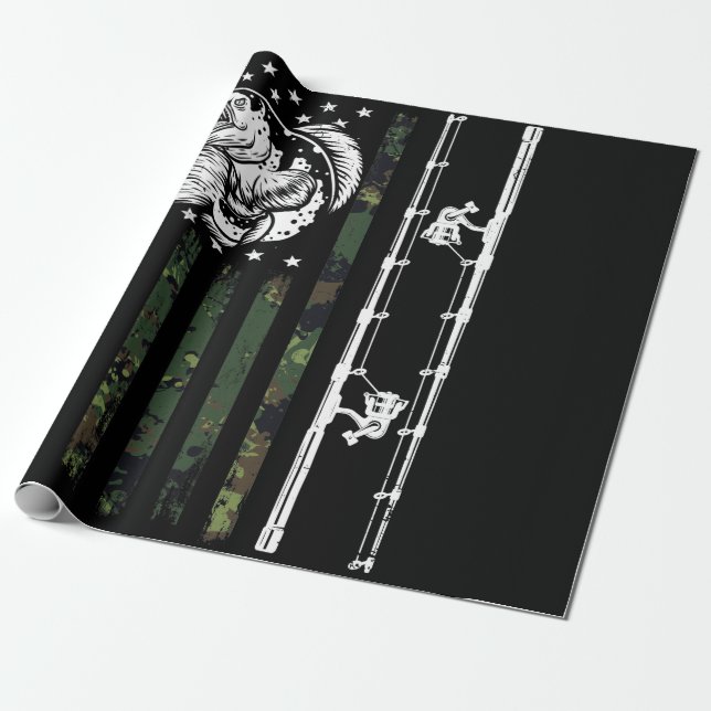 Fiskekamouflage USA flagga för Bass Fisherman Presentpapper (Utrullad)