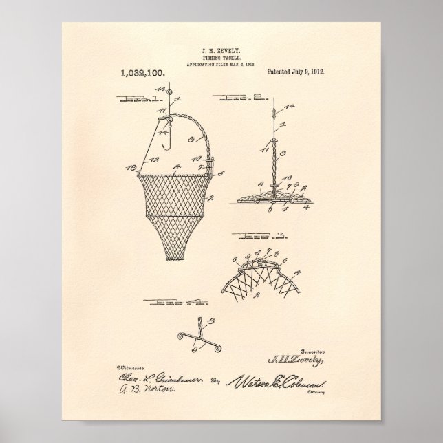 Fiskekamp 1912 Patent Art Old Peper Poster (Framsidan)
